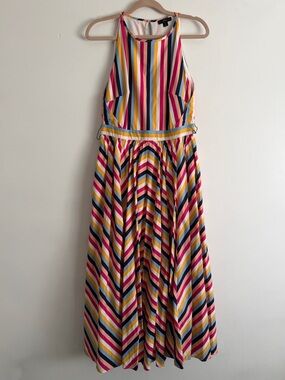 J. Crew Cotton Multicolor Striped Halter Dress